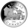 CANADA 1 DOLAR 1981 LOCOMOTORA DE VAPOR RAILROAD KM.130 MONEDA DE PLATA PROOFLIKE $1 Dollar silver coin