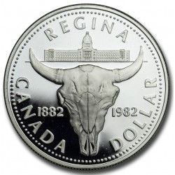 CANADA 1 DOLAR 1982 CABEZA DE BUFFALO ISABEL II KM.133 MONEDA DE PLATA PROOFLIKE silver 1 Dollar