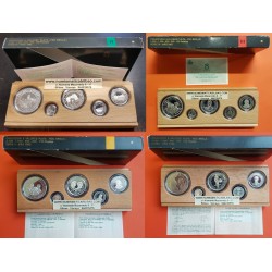 4 x ESPAÑA 100+200+500+1000+2000 PESETAS 1989 1990 1991 1992 PLATA @PROOF@ Serie 5 VALORES ESTUCHE V CENTENARIO