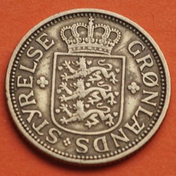 . @ESCASA@ GROENLANDIA 50 ORE 1926 HCN GJ OSO POLAR - Rey CHRISTIAN X KM.6 MONEDA DE LATÓN Greenland