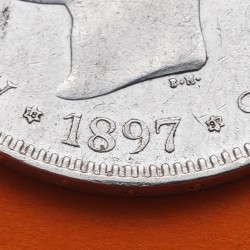 ESPAÑA 5 PESETAS 1897 * 18 97 SGV REY ALFONSO XIII KM.707 MONEDA DE PLATA (DURO) Spain R/4