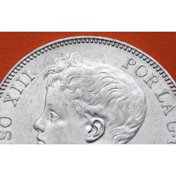 ESPAÑA 5 PESETAS 1897 * 18 97 SGV REY ALFONSO XIII KM.707 MONEDA DE PLATA (DURO) Spain R/4
