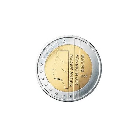 @ESCASA@ HOLANDA 2 EUROS 1999 REINA BEATRIZ MONEDA BIMETALICA SC + IMPERFECCIONES @NO CONMEMORATIVA@ The Netherlands 2€