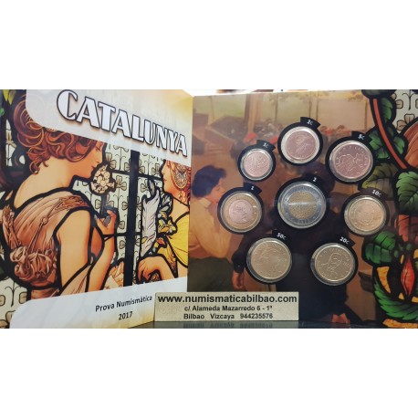 @AGOTADAS@ CATALUÑA MONEDAS EURO 2017 SC 1+2+5+10+20+50 Centimos + 1+2 EUROS 2017 CARTERA OFICIAL CATALUNYA