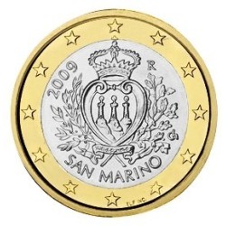 SAN MARINO 1 EURO 2009 ESCUDO NACIONAL MONEDA BIMETALICA 1º TIPO desde 2002 al 2016 SC 1€ coin