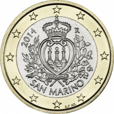 @PROCEDE DE CARTERA@ SAN MARINO 1 EURO 2014 ESCUDO MONEDA BIMETALICA @LUJO@ 1º TIPO desde 2002 al 2016 1€ coin