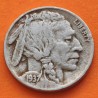 ESTADOS UNIDOS 5 CENTAVOS 1937 BUFFALO e INDIO NATIVO KM.134 MONEDA DE NICKEL MBC- USA 5 Cent coin