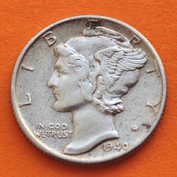 ESTADOS UNIDOS 10 CENTAVOS DIME 1940 S MERCURY KM.140 MONEDA DE PLATA MBC+ @PATINA@ USA silver coin