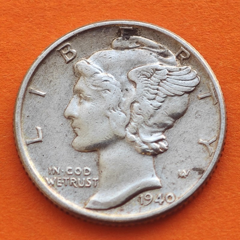 ESTADOS UNIDOS 10 CENTAVOS DIME 1940 S MERCURY KM.140 MONEDA DE PLATA MBC+ @PATINA@ USA silver coin