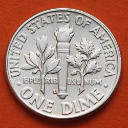 ESTADOS UNIDOS 10 CENTAVOS DIME 1961 D FRANKLIN ROOSVELT KM.195 MONEDA DE PLATA SC USA 10 Cents silver