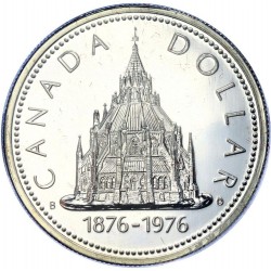 CANADA 1 DOLAR 1976 BIBLIOTECA DEL PARLAMENTO 1876 EN OTTAWA KM.106 MONEDA DE PLATA $1 Dollar silver coin