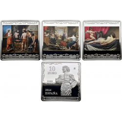 . 3 monedas x ESPAÑA 10 EUROS 2024 HILANDERAS + FRAGUA DE VULCANO + VENUS Velazquez PLATA FNMT ONZAS