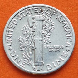 ESTADOS UNIDOS 10 CENTAVOS DIME 1937 P MERCURY KM.140 MONEDA DE PLATA MBC++ USA silver coin R/3
