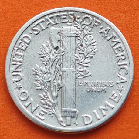 ESTADOS UNIDOS 10 CENTAVOS DIME 1937 P MERCURY KM.140 MONEDA DE PLATA MBC++ USA silver coin R/3