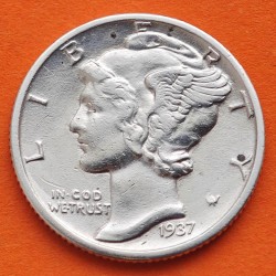 ESTADOS UNIDOS 10 CENTAVOS DIME 1937 P MERCURY KM.140 MONEDA DE PLATA MBC++ USA silver coin R/3