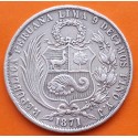PERU 1 SOL 1871 Y.J. Ceca de Lima DAMA SENTADA KM.196.1 MONEDA DE PLATA MBC @RATITAS@ República Peruana