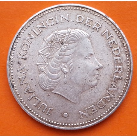 HOLANDA 10 GULDEN 1970 REINA JULIANA y GUILLERMINA KM.195 MONEDA DE PLATA MUY CIRCULADA The Netherlands 0,58 ONZAS R/2