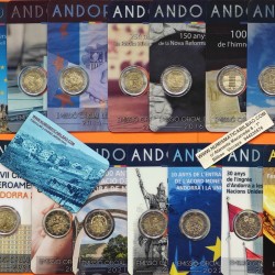 . 19 monedas @AÑO 2019 NO INCLUÍDO@ x ANDORRA 2 EUROS 2014 a 2024 SC CONMEMORATIVAS BLISTER - COINCARD