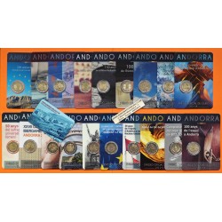 . 19 monedas @AÑO 2019 NO INCLUÍDO@ x ANDORRA 2 EUROS 2014 a 2024 SC CONMEMORATIVAS BLISTER - COINCARD