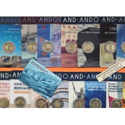 . 19 monedas @AÑO 2019 NO INCLUÍDO@ x ANDORRA 2 EUROS 2014 a 2024 SC CONMEMORATIVAS BLISTER - COINCARD