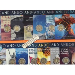 . 19 monedas @AÑO 2019 NO INCLUÍDO@ x ANDORRA 2 EUROS 2014 a 2024 SC CONMEMORATIVAS BLISTER - COINCARD