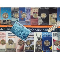 . 19 monedas @AÑO 2019 NO INCLUÍDO@ x ANDORRA 2 EUROS 2014 a 2024 SC CONMEMORATIVAS BLISTER - COINCARD
