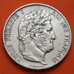 1º AÑO DE EMISIÓN x FRANCIA 5 FRANCOS 1844 A Ceca de PARIS REY LOUIS PHILIPPE I KM.749.1 MONEDA PLATA