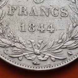 1º AÑO DE EMISIÓN x FRANCIA 5 FRANCOS 1844 A Ceca de PARIS REY LOUIS PHILIPPE I KM.749.1 MONEDA PLATA
