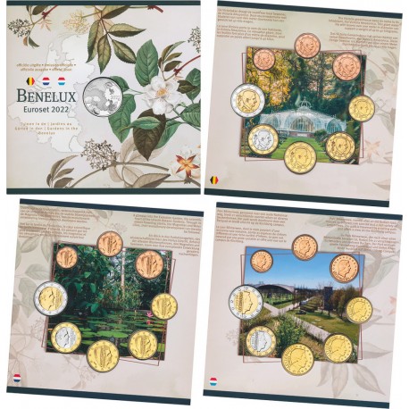 BENELUX CARTERA OFICIAL EUROS 2022 SC 1+2+5+10+20+50 Cts. + 1+2 EUROS 2021 SET LUXEMBURGO + BELGICA + HOLANDA