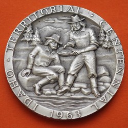 . @ESCASA@ ESTADOS UNIDOS 1963 MEDALLA IDAHO BUSCADORES DE ORO 47,90 grs 999 PURE SILVER 1,50 ONZAS PLATA