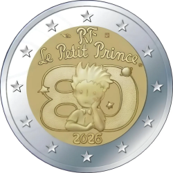 . @17/FEBRERO Envío@ FRANCIA 2 EUROS 2026 EL PRINCIPITO Coincard al azar 1ª MONEDA CONMEMORATIVA SC France LE PETIT PRINCE