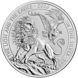 . @ENVIO HOY@ INGLATERRA 2 LIBRAS 2026 THE LION AND THE EAGLE Rey CARLOS III MONEDA DE PLATA PURA Oz 1 ONZA