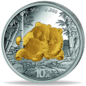 . @ENVÍO HOY - PLATA y ORO@ CHINA 10 YUAN 2026 OSOS PANDA MONEDA PROOFLIKE Oz 1 ONZA GOLD PLATED GILDED