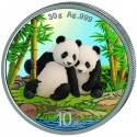 . @ENVÍO HOY - PLATA y COLORES@ CHINA 10 YUAN 2026 OSOS PANDA MONEDA PROOFLIKE Oz 1 ONZA Coloured Farbig