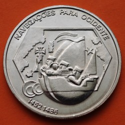 PORTUGAL 200 ESCUDOS 1991 NAVEGANTES DE OCCIDENTE 1452 1486 CARABELA KM.659 MONEDA DE NICKEL SC + IMPERFECCIONES