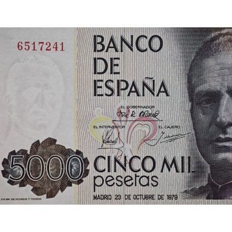@ESCASO SIN SERIE@ ESPAÑA 5000 PESETAS 1979 JUAN CARLOS I Pick 160 BILLETE SIN CIRCULAR SC Spain UNC BANKNOTE