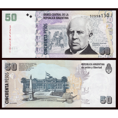 ARGENTINA 50 PESOS 2006 SARMIENTO Serie 42828353-C Firmas MR-AB Pick 355 BILLETE SC UNC BANKNOTE