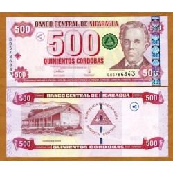 . @ÚLTIMO BILLETE EMITIDO - RARO@ NICARAGUA 500 CORDOBAS 2006 JOSÉ DOLORES ESTRADA Pick 200 BILLETE SC UNC BANKNOTE (BOTH)