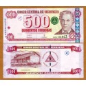 . @ÚLTIMO BILLETE EMITIDO - RARO@ NICARAGUA 500 CORDOBAS 2006 JOSÉ DOLORES ESTRADA Pick 200 BILLETE SC UNC BANKNOTE (BOTH)