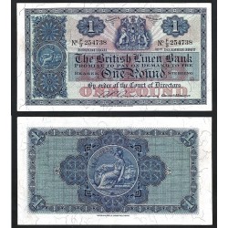 . @RARO@ ESCOCIA 1 LIBRA 1966 THE BRITISH LINEN BANK BRITANNIA Pick 166.C BILLETE SC Scotland Pound UNC BANKNOTE