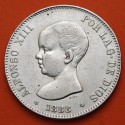 ESPAÑA 5 PESETAS 1888 * 18 88 MPM REY ALFONSO XIII KM.689 MONEDA DE PLATA (DURO) Spain silver R/4