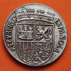 @REPRODUCCION MODERNA@ ESPAÑA 10 CENTIMOS 1938 ESCUDO MONEDA DE HIERRO SC + Imperfecciones REPÚBLICA ESPAÑOLA