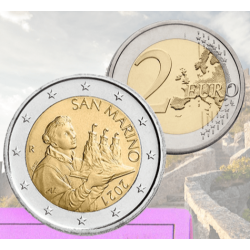 . SAN MARINO 2 EUROS 2021 RETRATO POR GIOVAN BATTISTA (Nuevo Diseño) SC MONEDA TIPO NORMAL NO CONMEMORATIVA