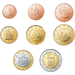 SAN MARINO MONEDAS EURO 2012 @PROCEDEN DE CARTERA@ 1+2+5+10+20+50 CENTIMOS 1 EURO + 2 EUROS 2012 Diseño Tipo I 2002 a 2016