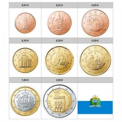 . @DISEÑO Tipo 1@ SAN MARINO MONEDAS EURO @FECHAS MEZCLADAS - PROCEDEN DE CARTERA@ 1+2+5+10+20+50 Céntimos + 1€ + 2 EUROS