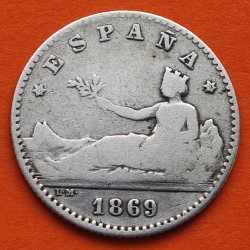 ESPAÑA Gobierno Provisional 50 CENTIMOS 1869 * 6/9 SNM DAMA TUMBADA KM.659 MONEDA DE PLATA @ESCASA@ R/2