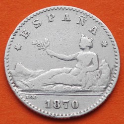 ESPAÑA Gobierno Provisional 50 CENTIMOS 1870 * 7/0 SNM DAMA TUMBADA KM.659 MONEDA DE PLATA @ESCASA@ R/3