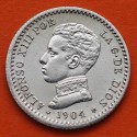 ESPAÑA Rey ALFONSO XIII 50 CENTIMOS 1904 * 1 0 PCV REY y ESCUDO KM.723 MONEDA DE PLATA MBC Spain silver R/3