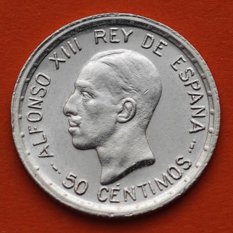 @ÚLTIMA MONEDA DEL REY ALFONSO XIII@ ESPAÑA 50 CENTIMOS 1926 PCS ESCUDO KM.741 MONEDA DE PLATA EBC- Spain R/1