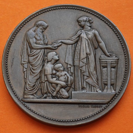 FRANCIA MEDALLA DE BRONCE 1876-1877 MÉRITO EN BENEFICIENCIA VILLE DE PARIS sr CORNET BUREAU DE BIENFAISANCE